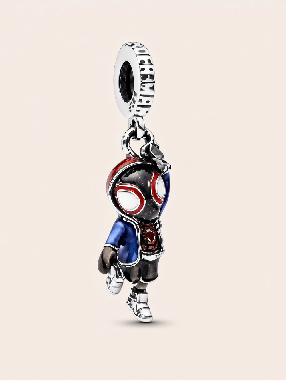 Sterling Silver Spider-Hero Enamel Pendant Charm - Red & Blue